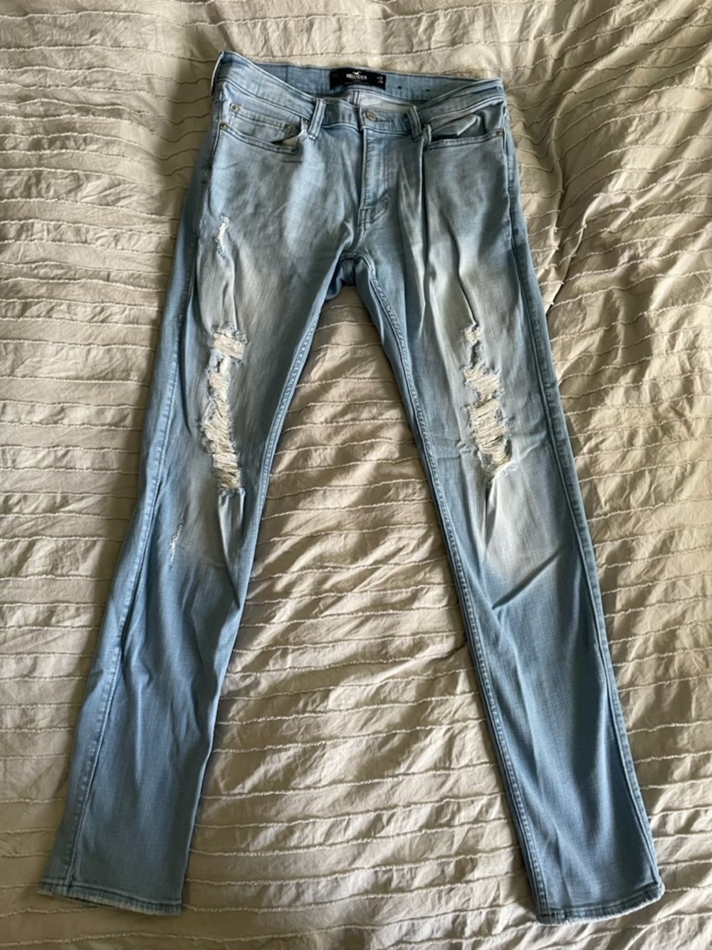 Hollister Light Blue Skinny Jeans - Distressed Rips